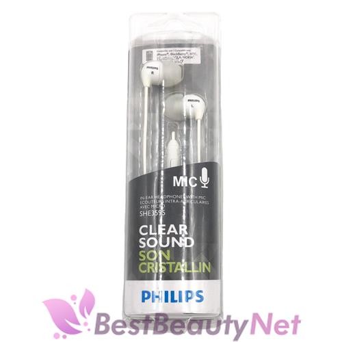 Philips Clear Sound In Ear Headphones With Mic SHE3595 White