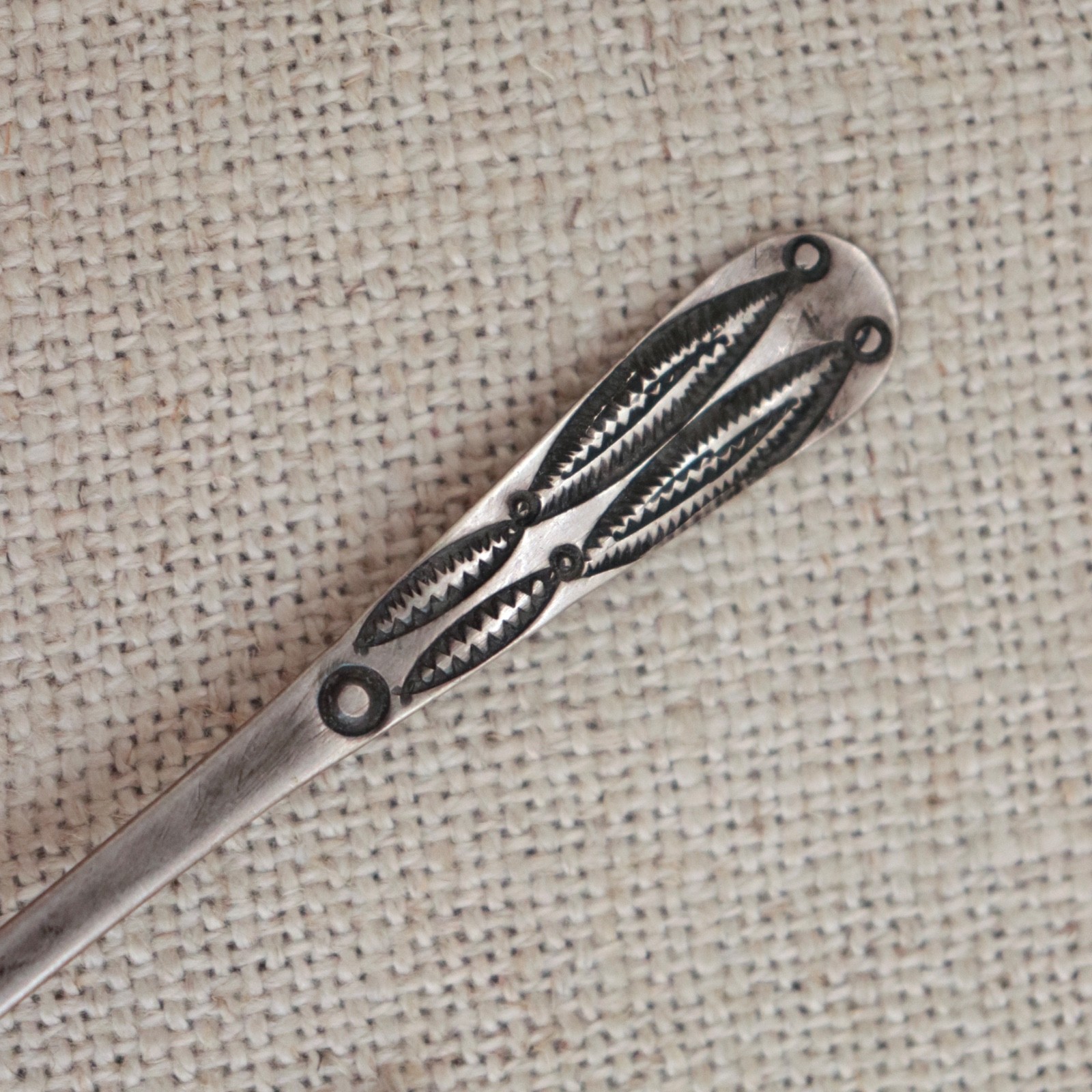 Early Navajo Ingot Silver Spoon 1900s Bench Stamped Handle Sterling Antique Vtg