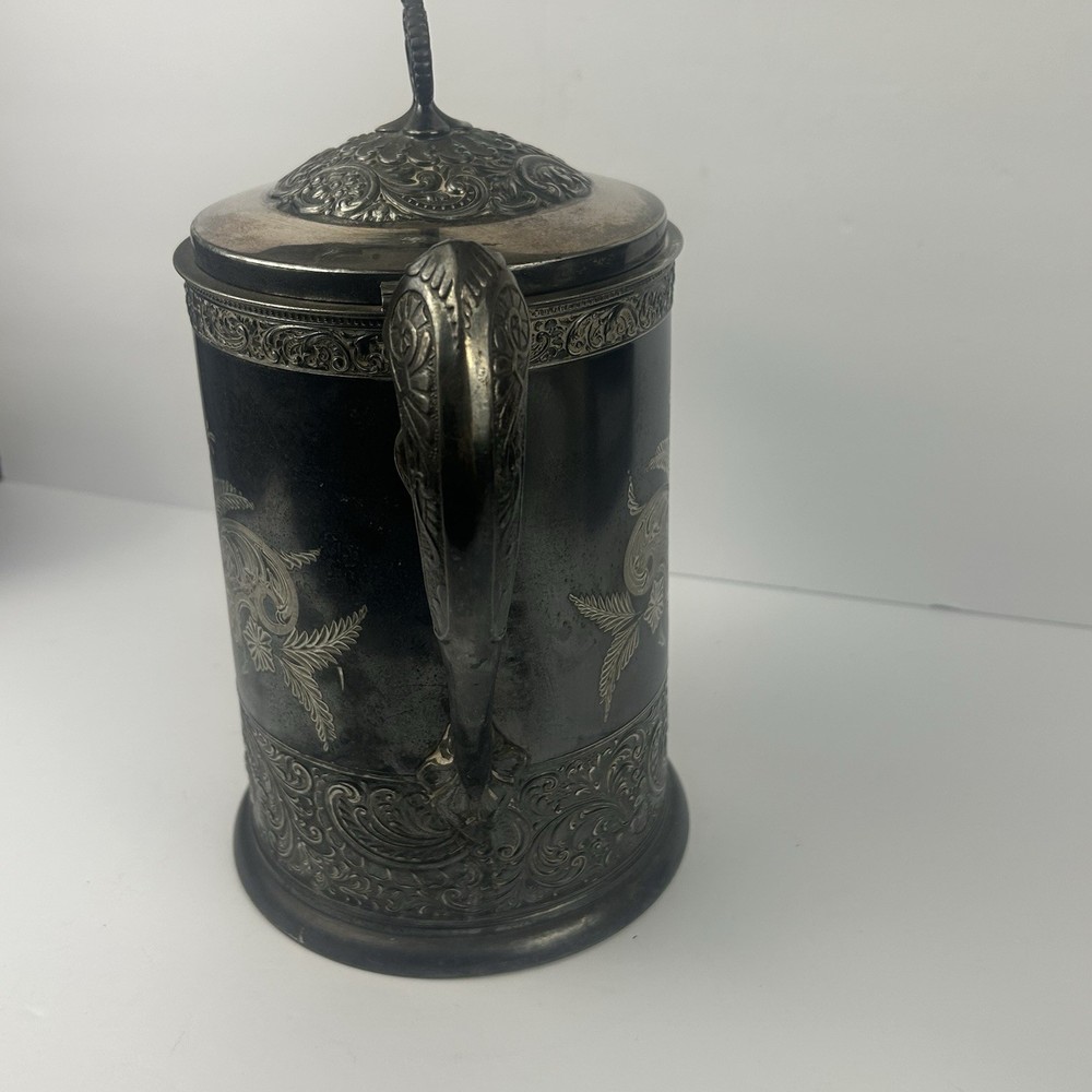 Victorian C. Webster & Sons Quadruple Plate Ice Water Pitcher Monogram “M”