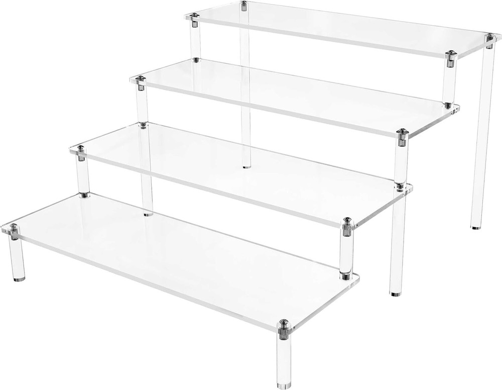 Hmdivor Acrylic Risers for Display 1 Pack 4 Tier Acrylic Display Risers 12 IN