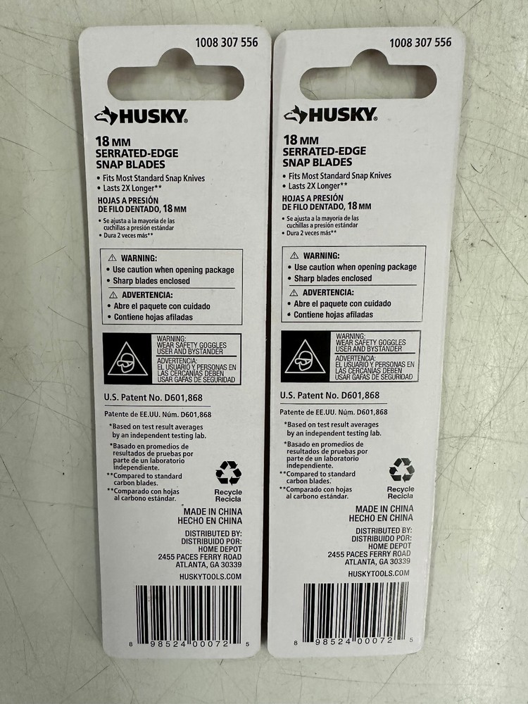 (2) Husky 18 mm Serrated Snap Blades (5-Pack)