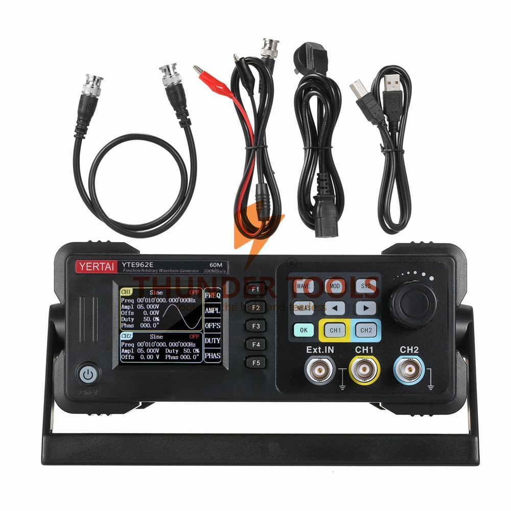 Thundertools 20-60MHz 2-channel Function Arbitrary Waveform Generator Portable