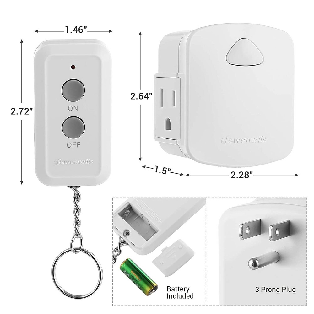 DEWENWILS Remote Control Outlet Wireless Remote Light Switch 100 FT Long Range