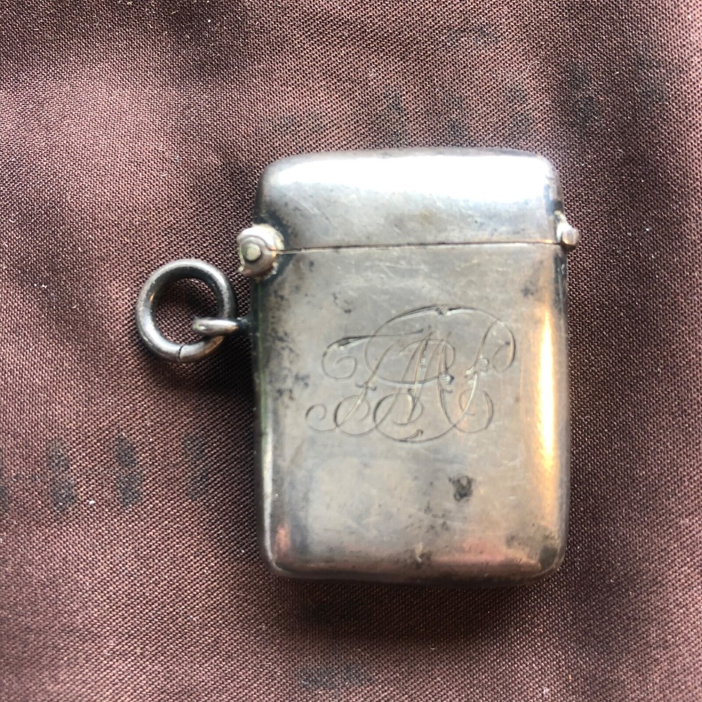 antique silver vesta, dated sept 22 1900,