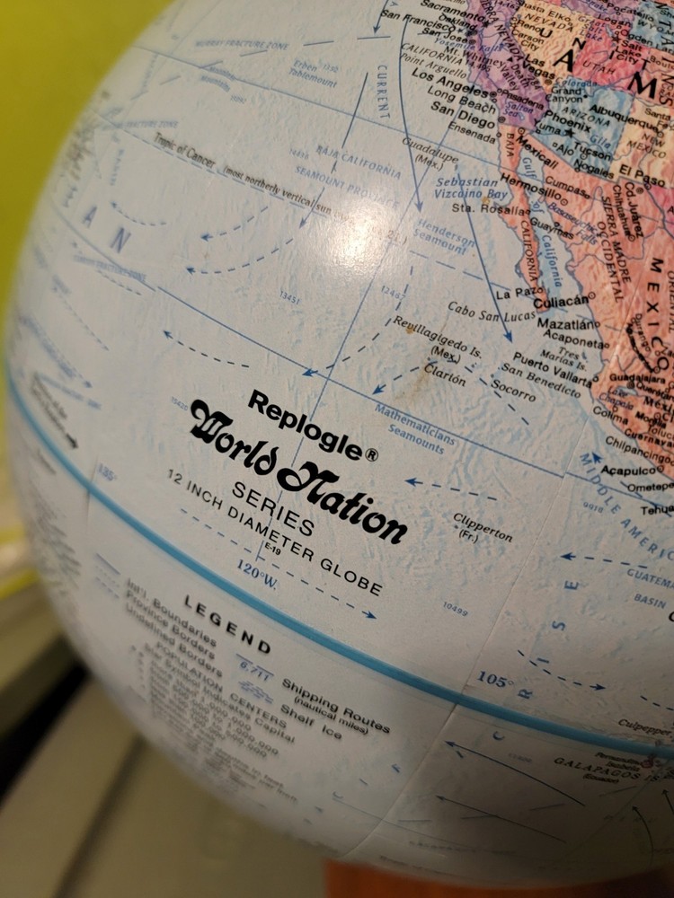 Vintage Replogle World Nation Globe 12" Diameter Relief