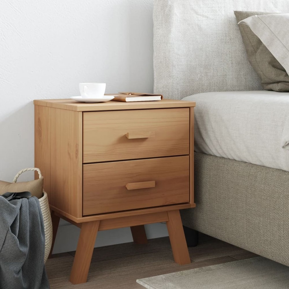 Bedside Cabinet Brown Solid pinewood with a wax finish Medium