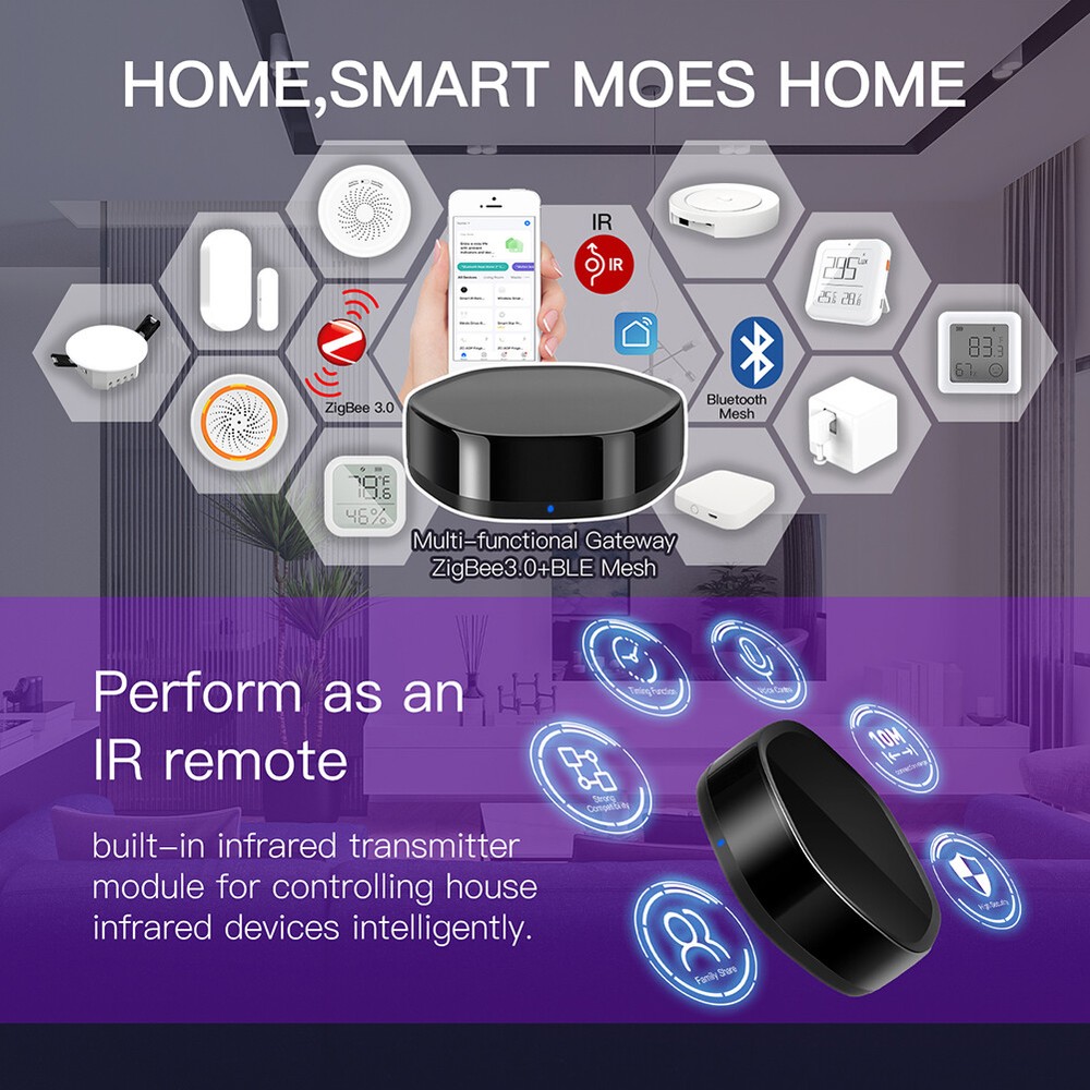 MOES WiFi IR Smart Universal Remote Controller With 2in1 Multi-Mode Hub Gateway