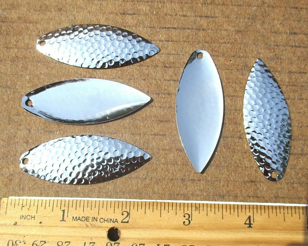 5ct Hammered NICKEL size #5 Willow Leaf Spinnerbait Blades Willow Spinnerbaits