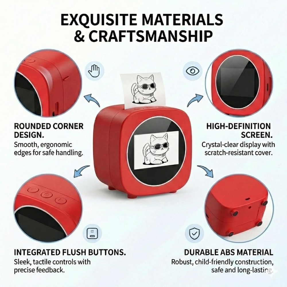 AI Mini Printer Portable, Inkless Sticker Printer with AI Voice Generation & ...