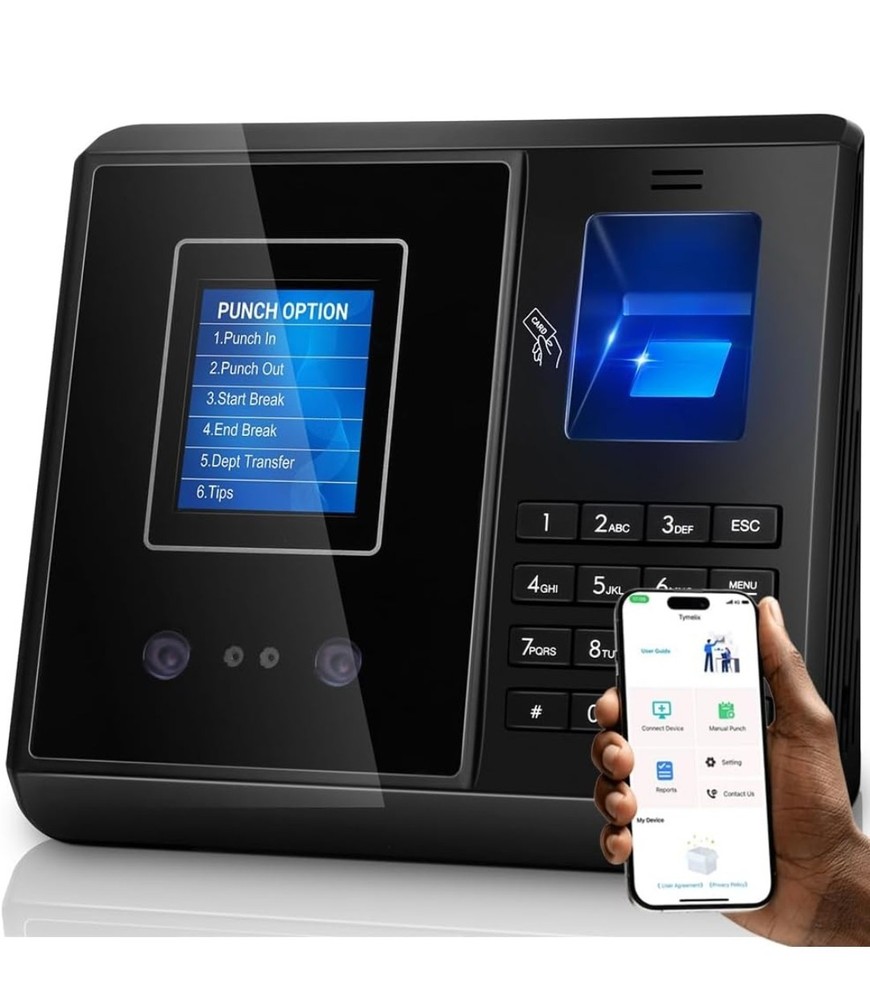 App-Based Time Clock, 5s Setup, Auto Break, Lunch & Overtime Rules, Local Data