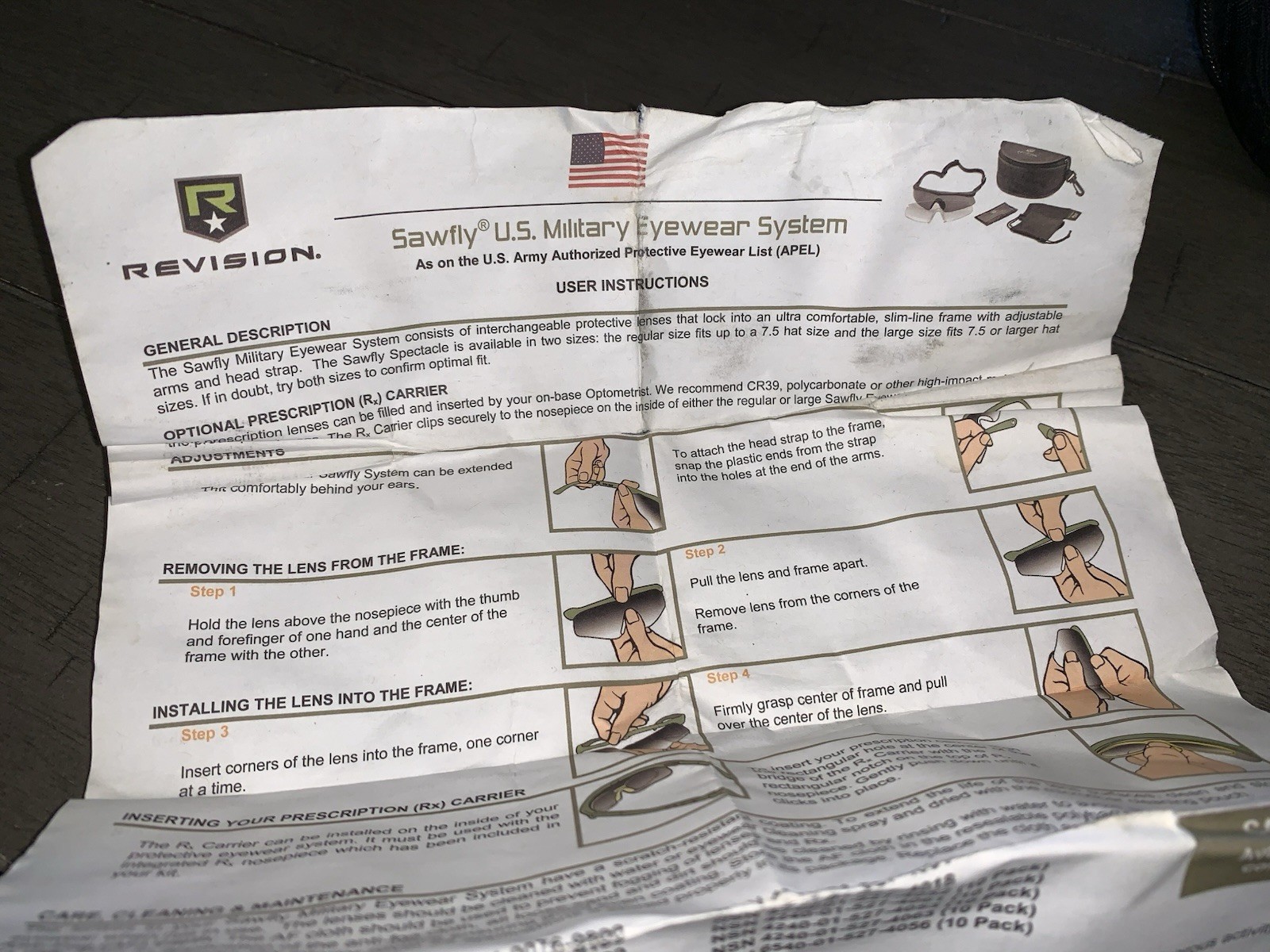 E4 US MILITARY APEL REVISION SAWFLY EYEWEAR SYSTEM GLASSES