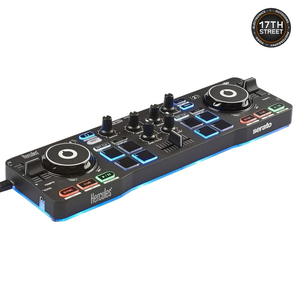 Hercules DJ Starter Kit - Starlight USB DJ Controller+Laptop Stand+Case (Bundle)