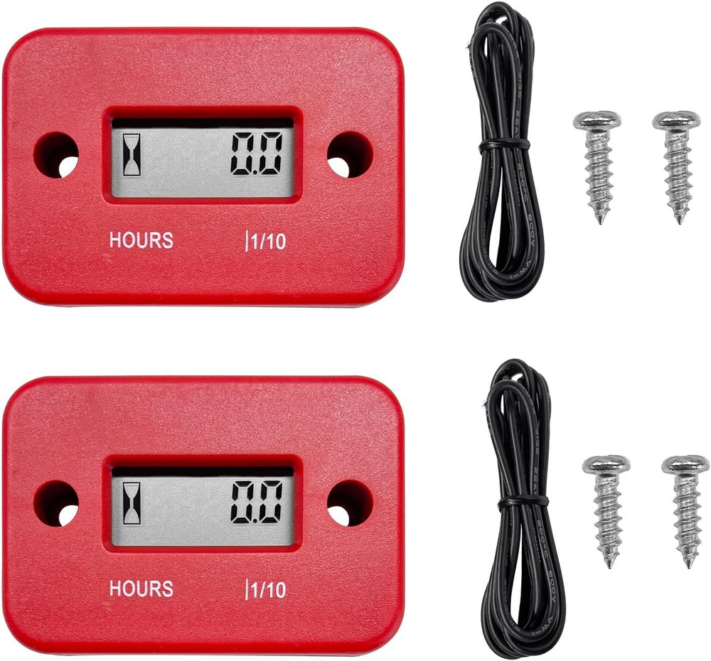 2 PCS Inductive Hour Meter, Waterproof 3V Vehicle Inductive Tachometer, Universa