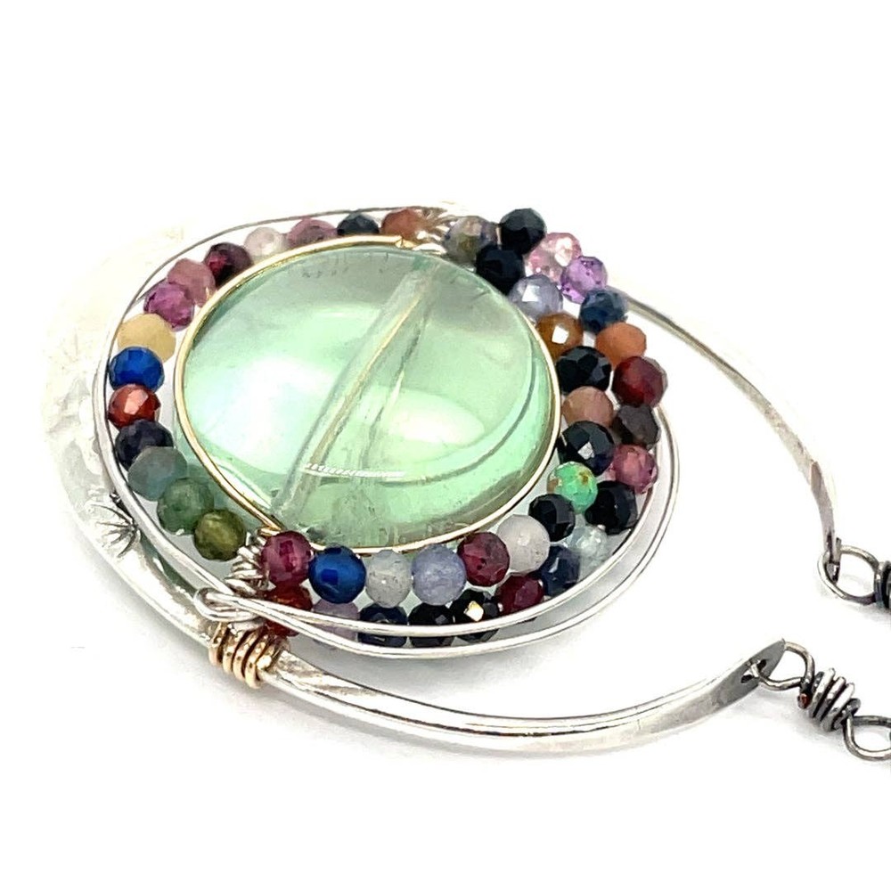 Fluorite Mixed Gemstone Pendant Necklace