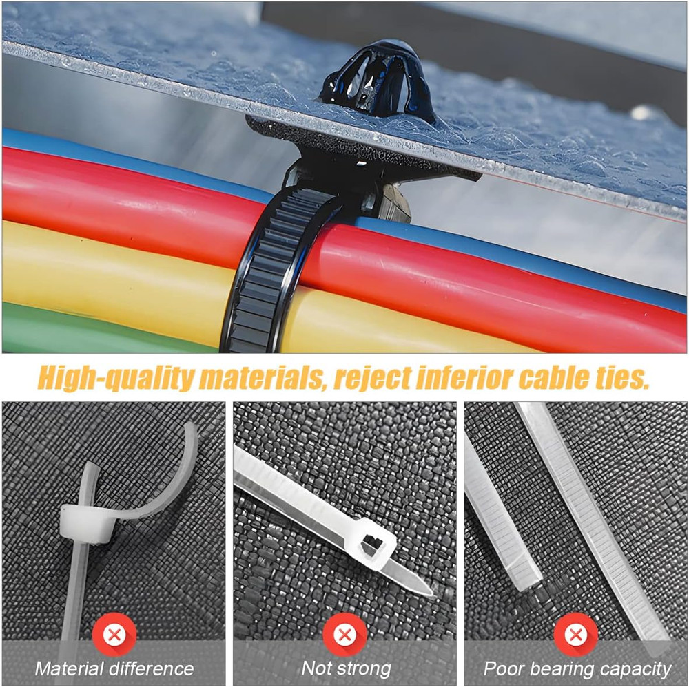 120PCS Car Push Mount Cable Zip Tie, Nylon Self Locking Cable Strap, Engine Bay