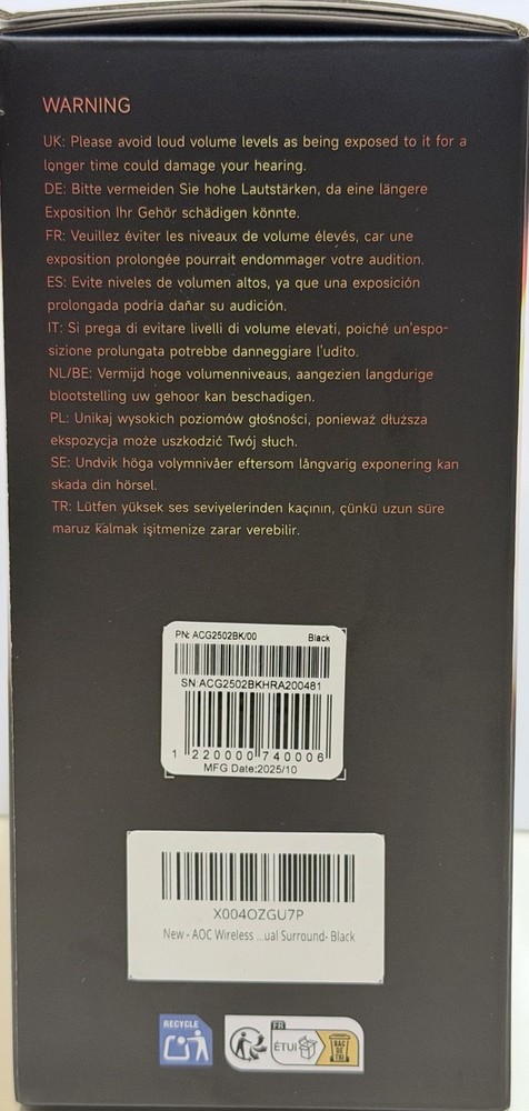 AOC Wireless Gaming Headset Compatible With PS5/4, Switch, PC, Bluetooth 5.4