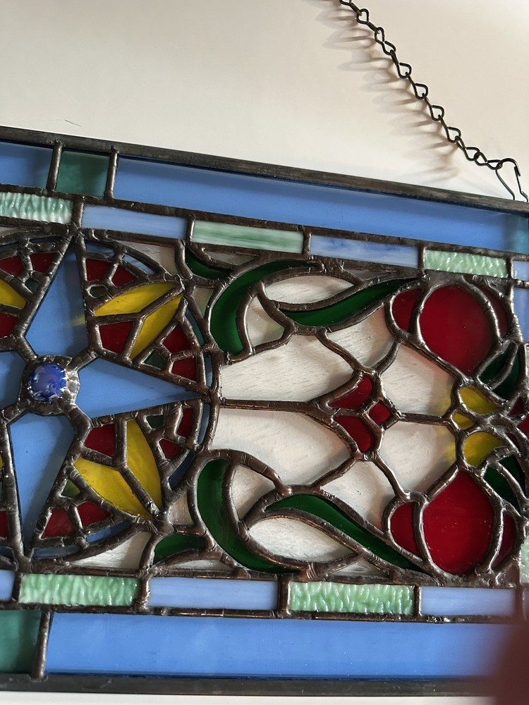 Handcrafted Compass Rose Stained Glass Panel