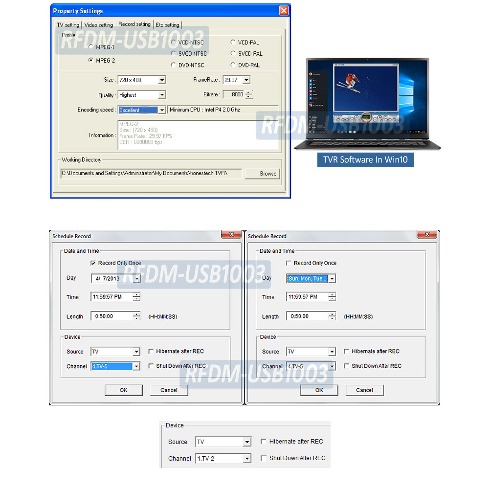 PC-Based RF To PC USB Video Demodulator Recorder For NTSC PAL System