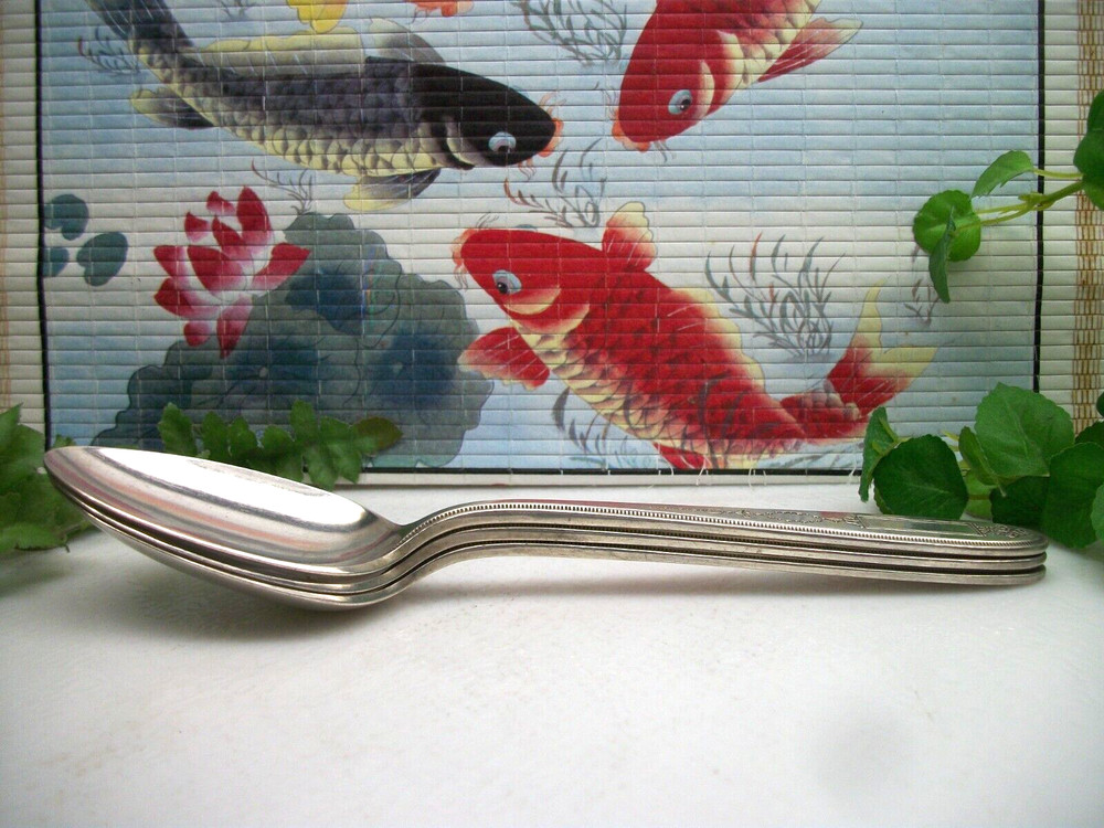 3 Oneida Community Silver GROSVENOR Silverplate Solid Serving Spoons 1921