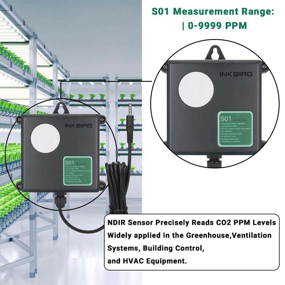 Digital CO2 Temperature Controller Monitor Environmental Control Hydroponics Fan