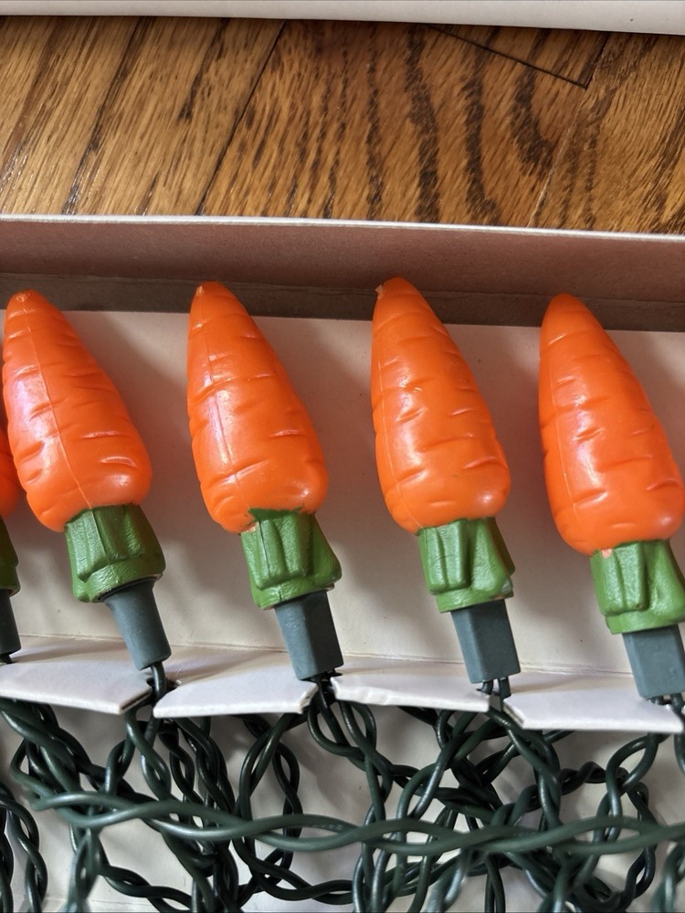 2 Sets Vintage Easter 20 Carrots Indoor String Lights Tested & Working Frank’s
