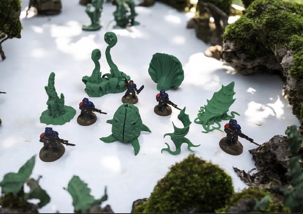 3D Printed Tabletop War Terrain Alien Plants Set D Perfect For 40K / Kill Team