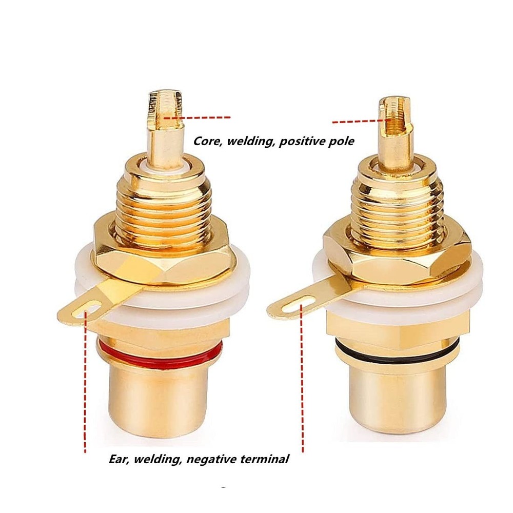 Gold Plated Female RCA Phono Panel Mount Chassis Socket Plug Jack Connector...