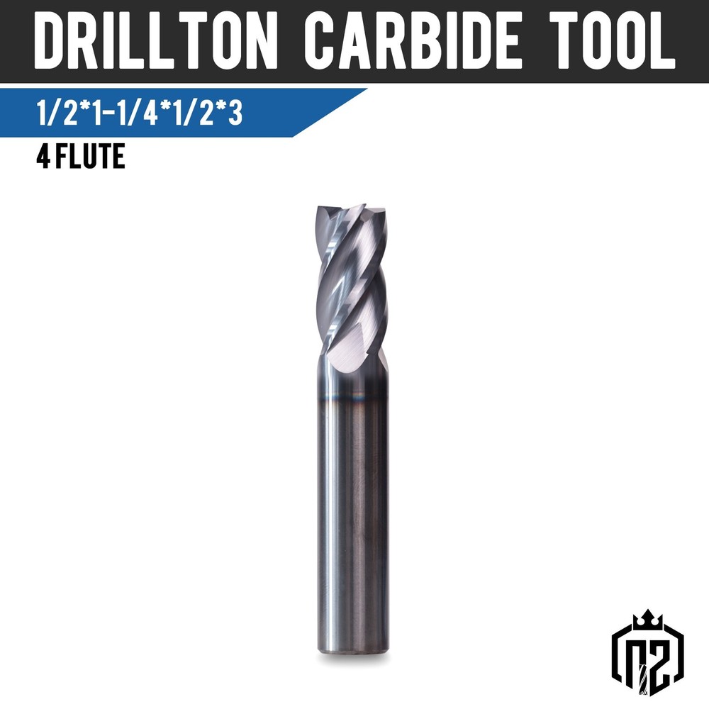 4 Flute 1/2"x1-1/4"x1/2"x3" Variable Helix Solid Carbide End Mill - AlTiN Coated