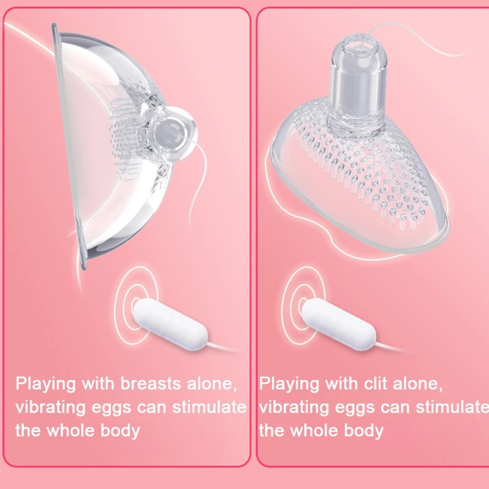 Breast Stimulator Pump Sucking Nipple Clit Vibrator Silicone Sex Toys For Women