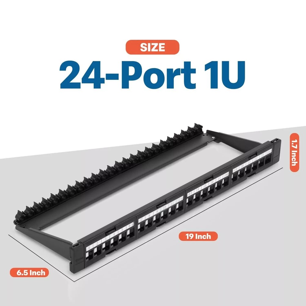 Everest Media Solutions 24 Port Keystone Patch Panel (1-Pack), New Never Used.