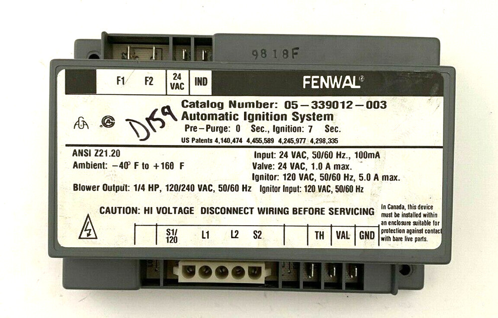 Fenwal 05-339012-003 Automatic Ignition System  used  #D159
