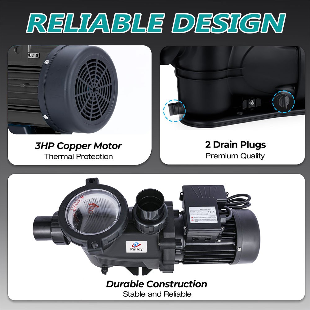 8200GPH 3HP Pool Pump 110V, Hayward Compatible Self-Priming In/Above Ground