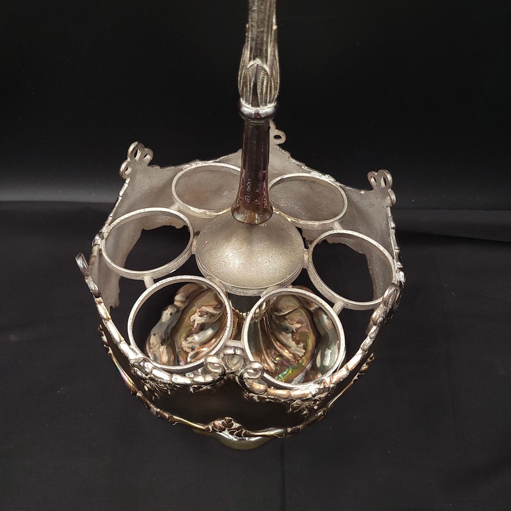 Antique Silver Plate Vine Pattern Castor Cruet Set