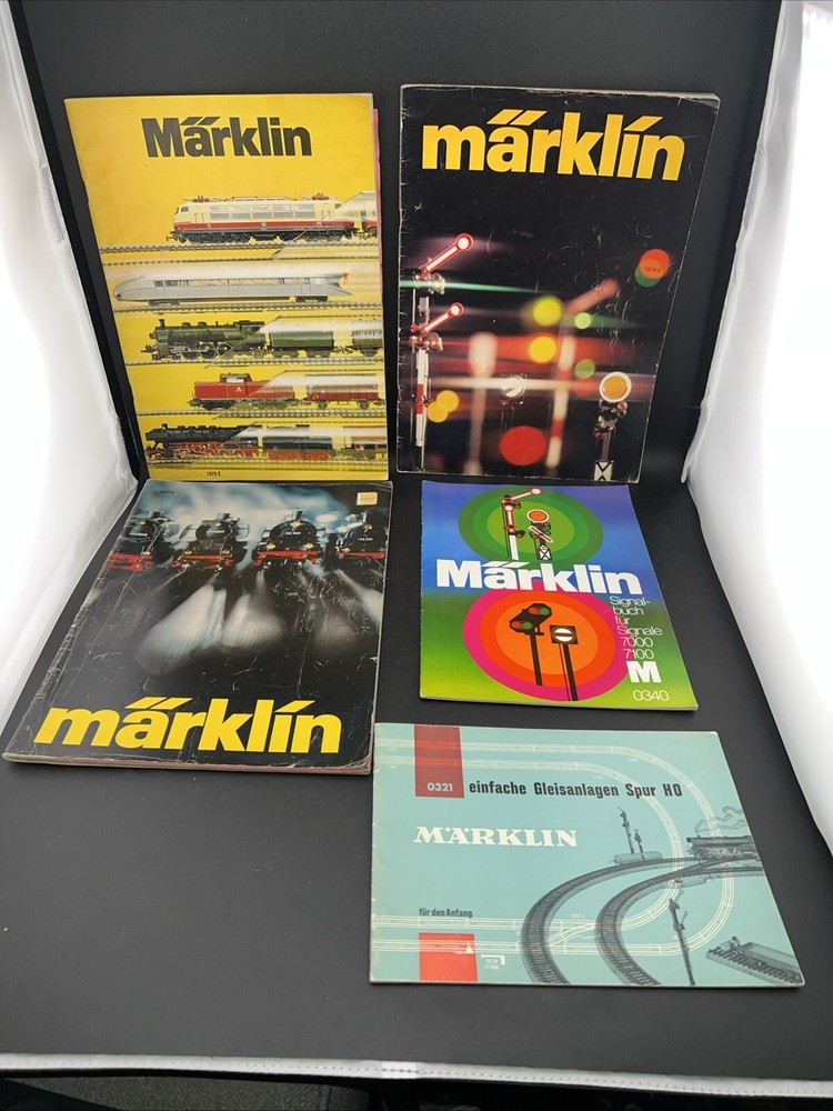 Three Marklin Model Train Catalogs 1975 - 1977 Plus A Track Layout & Signal Book