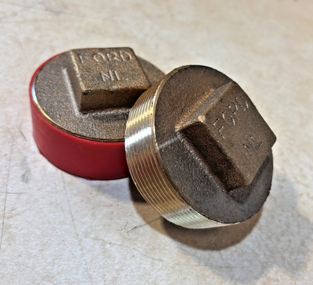2 NEW Ford Meter 2-1/2" Brass Square Head Cleanout plug (P4)
