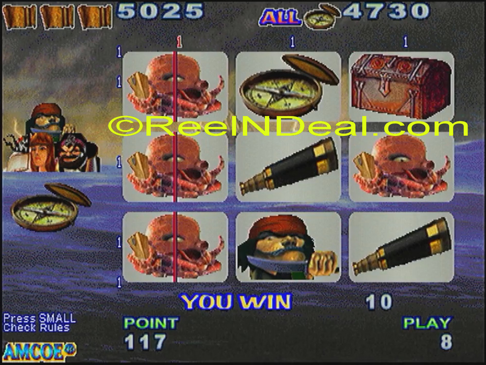 Amcoe Devil Island Cherry Master 8-Liner Slot Machine Optional Skill Spin & Hold