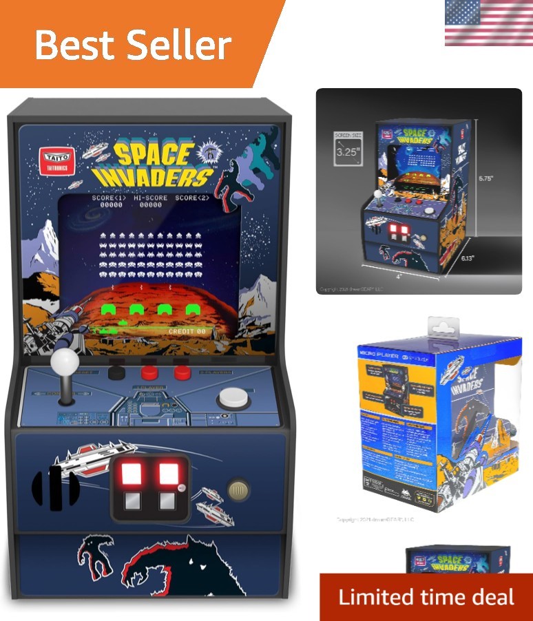 Authentic Space Invaders Arcade Machine: Playable 6.75” Collector's Edition