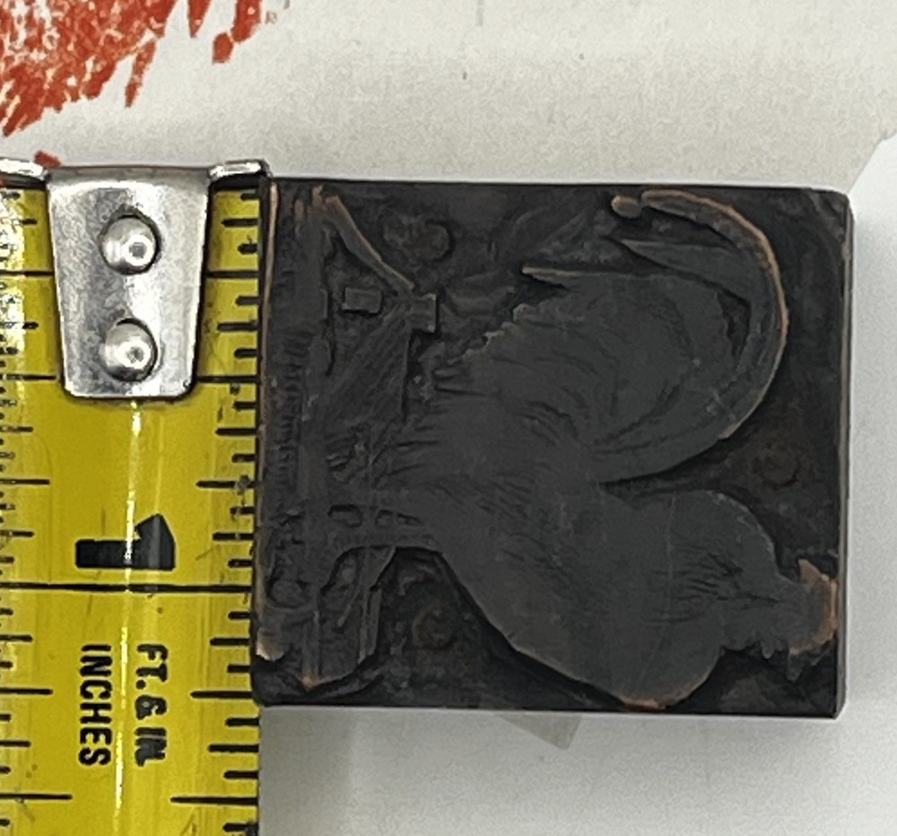 Letterpress Print Block Rooster VTG