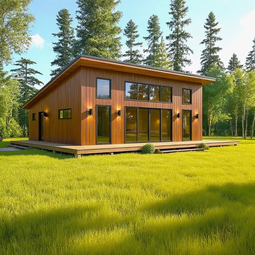 26’x36’ Lean Cabin Architectural Full Set Plan,Modern Cottage Construction Blue