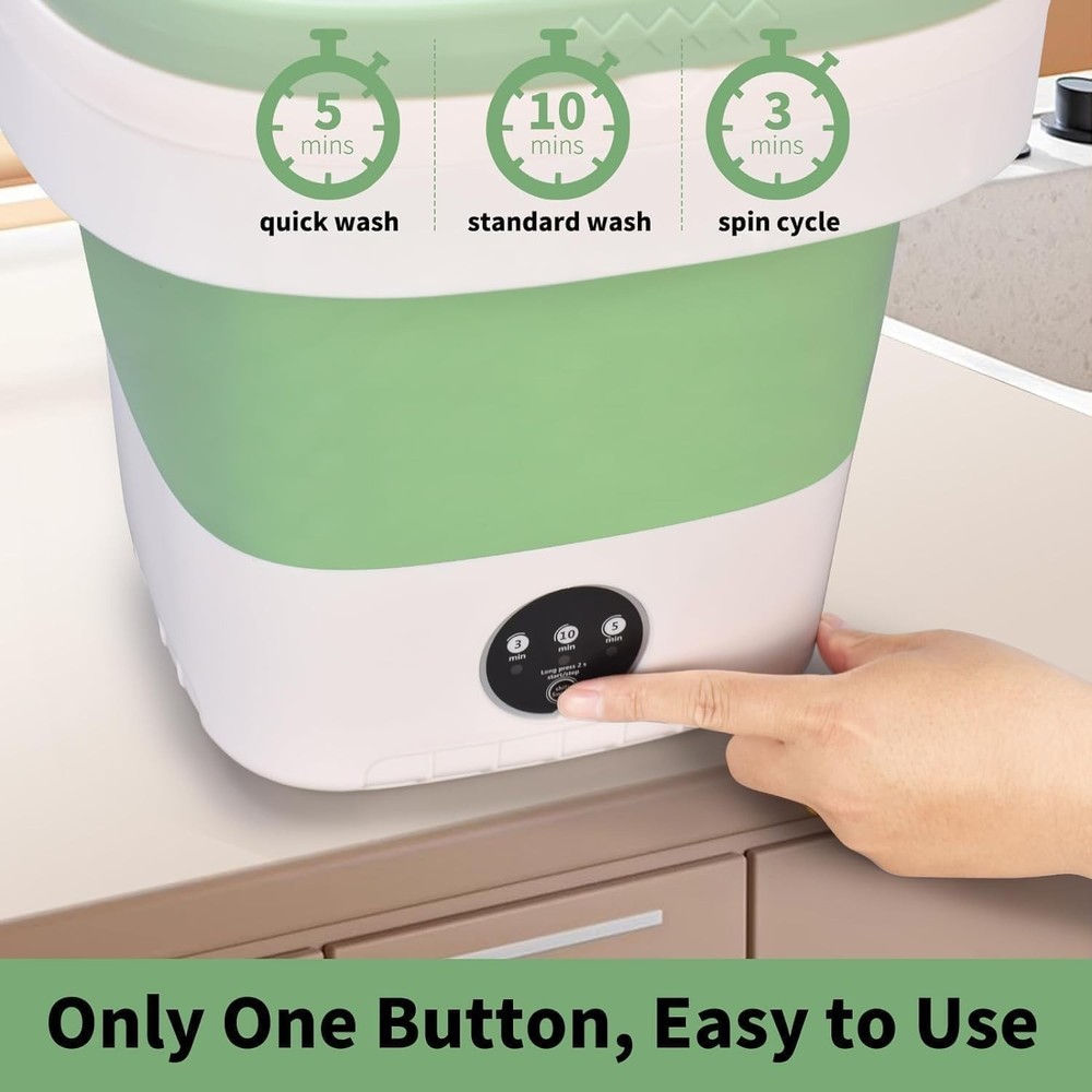 Portable Washing Machine Mini 16L Foldable Laundry Machine Green small loads S5