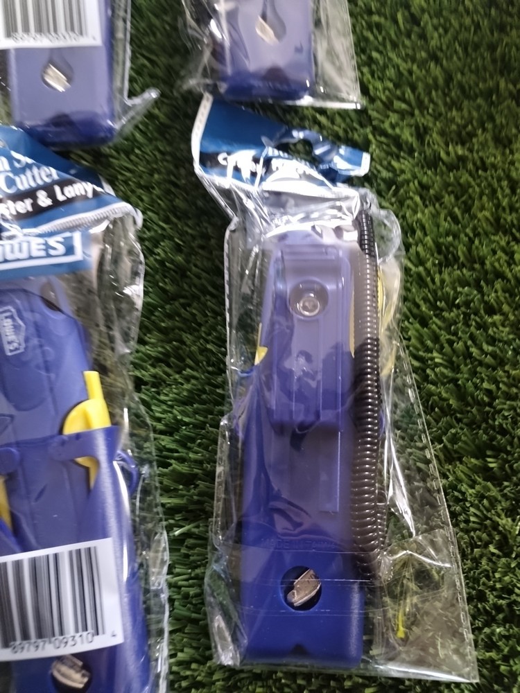 (4) Lowes Box Cutter 3 blade depth setting , Squeeze Trigger, Holster, & Lanyard
