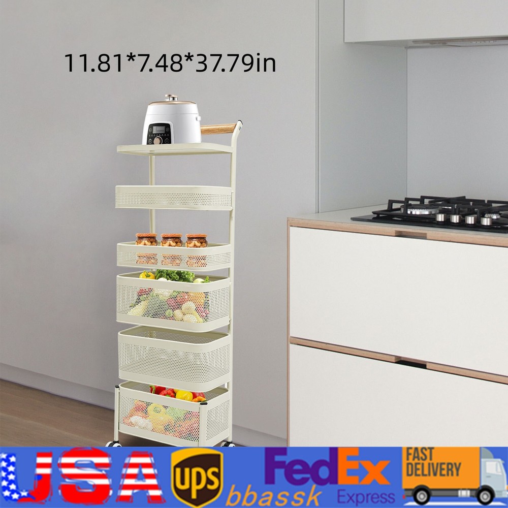 6 Tier Vegetable Rotating Basket Rack Fruit Snack Storage Kitchen Organizer