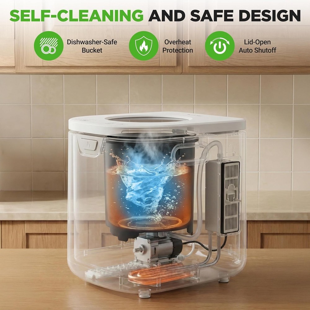 NutriChef 4 Quart Electric Kitchen Composter | Smart Countertop Composter White