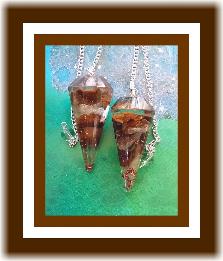 ORGONE LABRADORITE DOWSING PENDULUM With CITRINE & POUCH, LABRADORITE PENDULUM