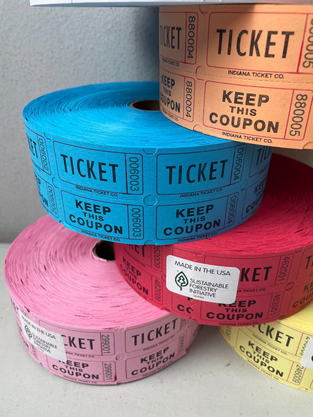5 Rolls Raffle Tickets 2000 50/50 Double Stub Five Roll Deal 10,000 Fund Raiser