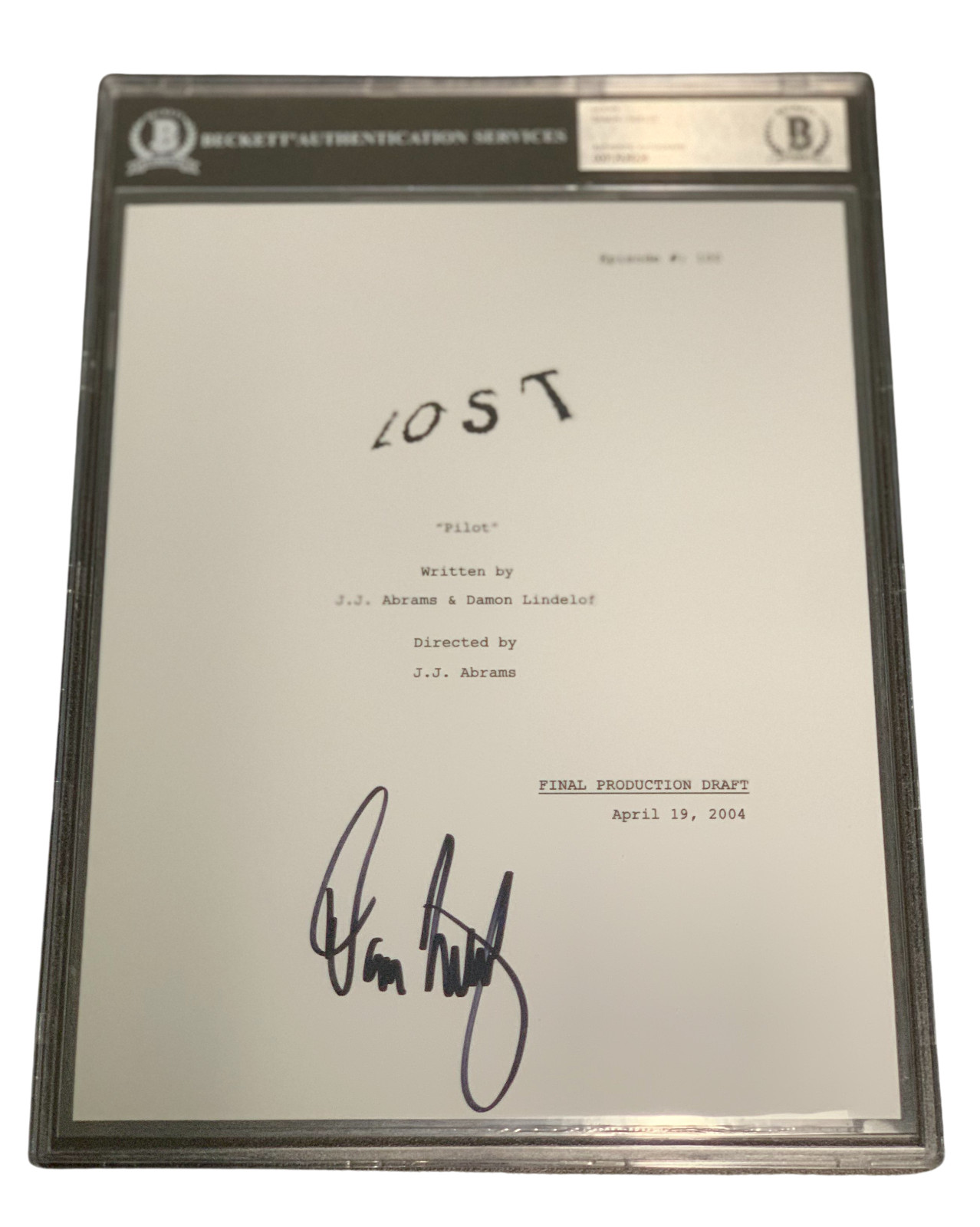 DAMON LINDELOF SIGNED AUTOGRAPH SLABBED LOST PILOT FULL SCRIPT BECKETT BAS