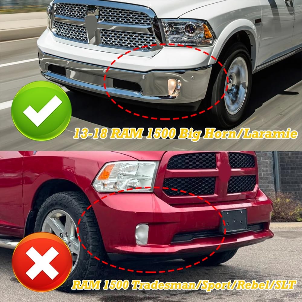 Matte Black ABS Front Bumper Lip Body kit, Compatible with 2013-2018 Ram