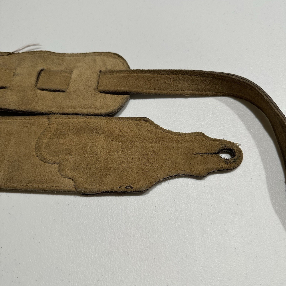 Franklin Light Brown Leather Guitar Strap 55" Padded Adjustable Suede Lined 2.5"