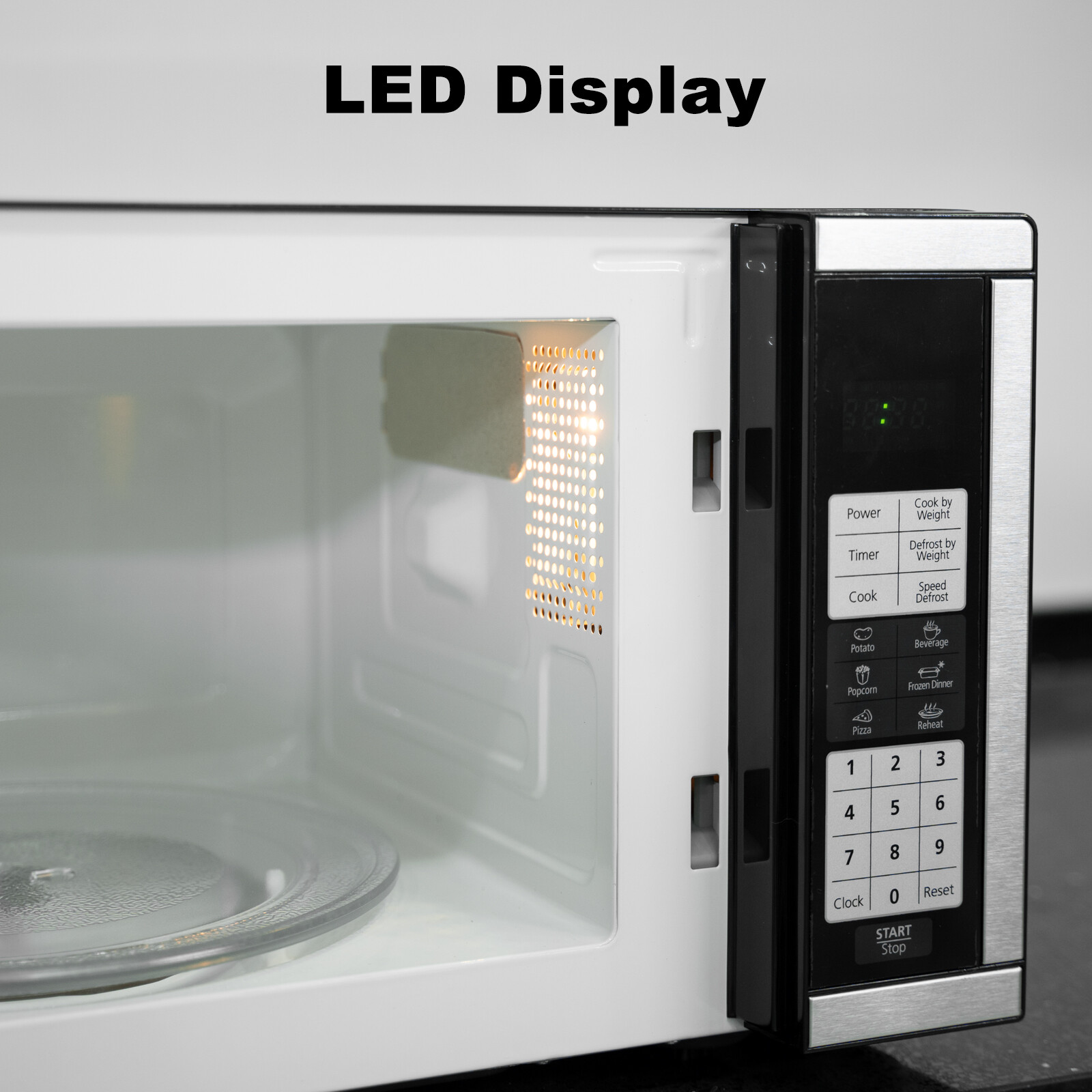 Countertop Microwave Oven 700W 10 Power Levels 6 Auto Menus Child Safety Lock