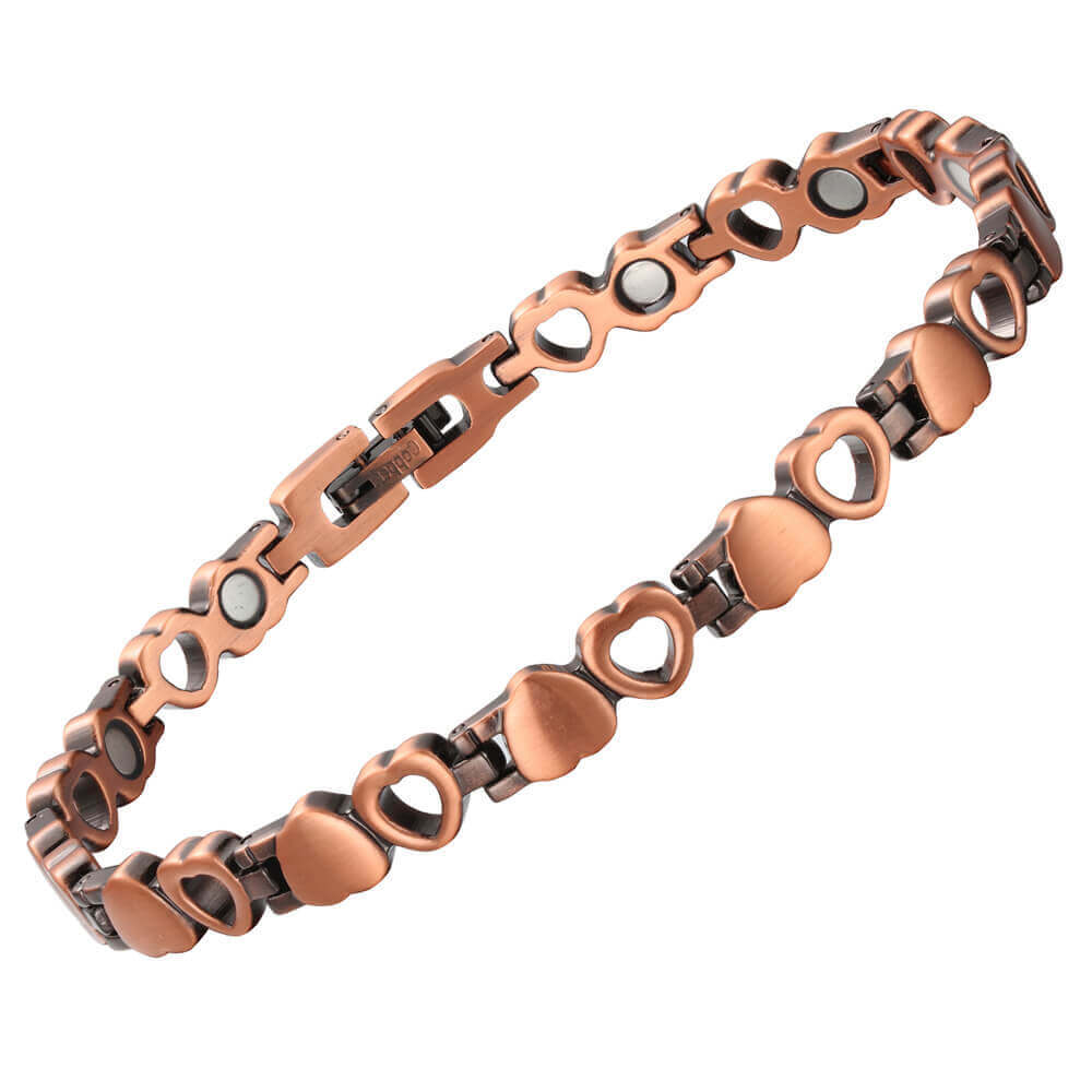 Heart Solid Copper Magnetic Anklet Bracelet Balance Energy Power Calm Love Joy Q